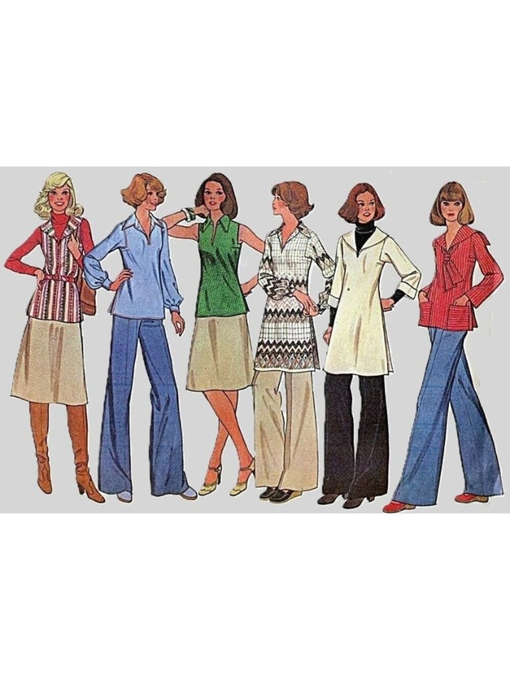 70s McCalls 5384 Sailor or Standard Collar Tops Pattern Sz 12 Uncut NO ENVELOPE